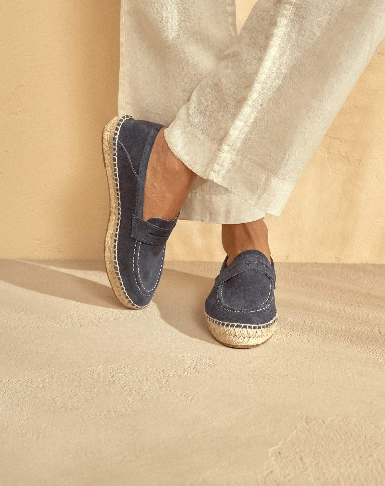 Manebí Mocassini Espadrillas in pelle scamosciata - Hamptons - Patriot Blu