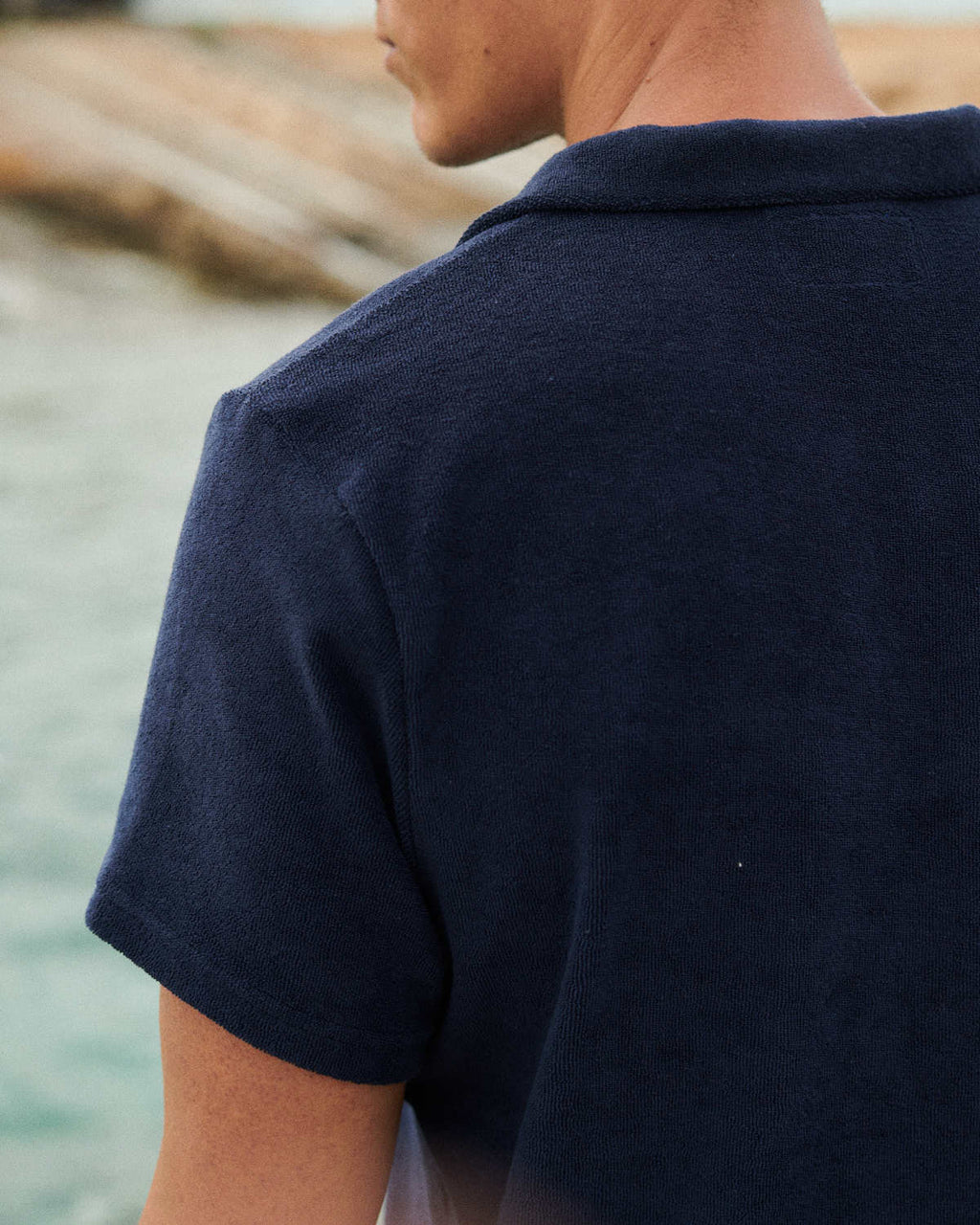 Olive Polo Shirt - Navy Terry Cotton