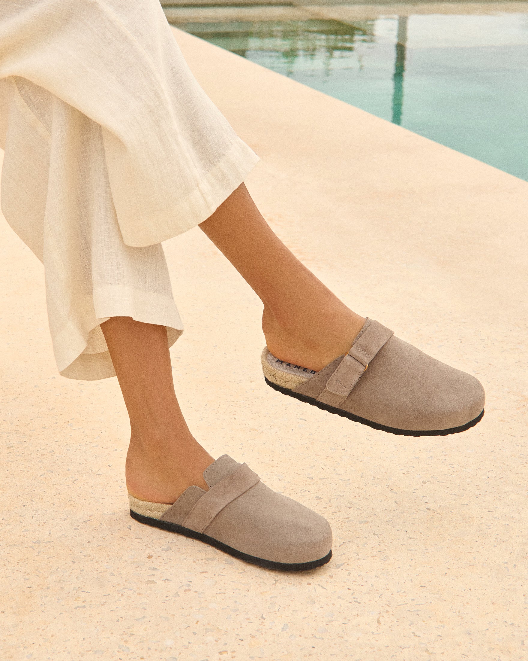 Manebí Suede Clog Mules - Hamptons Coco Brown