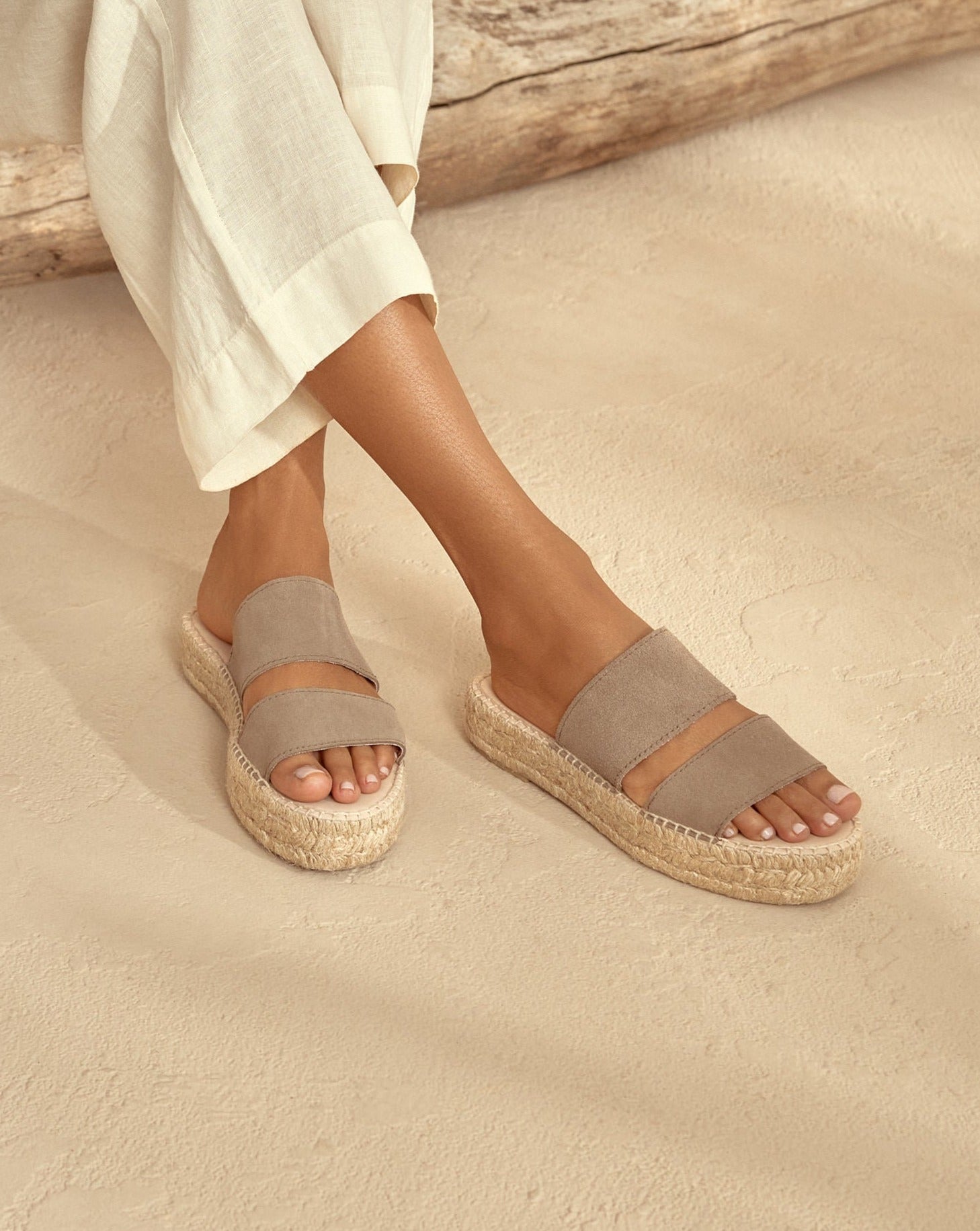 Manebí Suede Double Sole|Two Bands Sandals - Hamptons Coco Brown