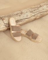 Suede Double Sole<br />Two Bands Sandals - New Arrivals | 