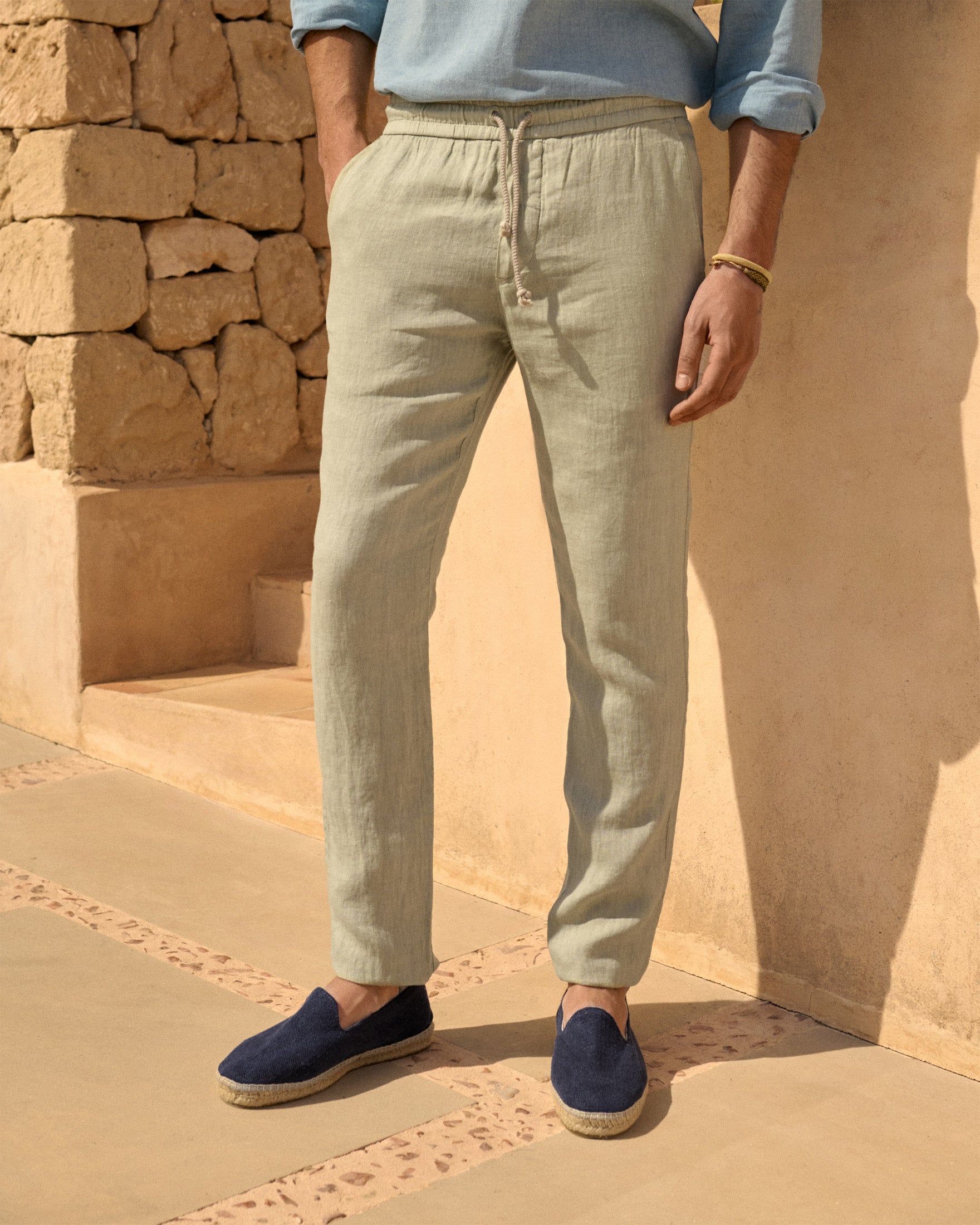 Manebí Washed Linen Venice Trousers - Light Green