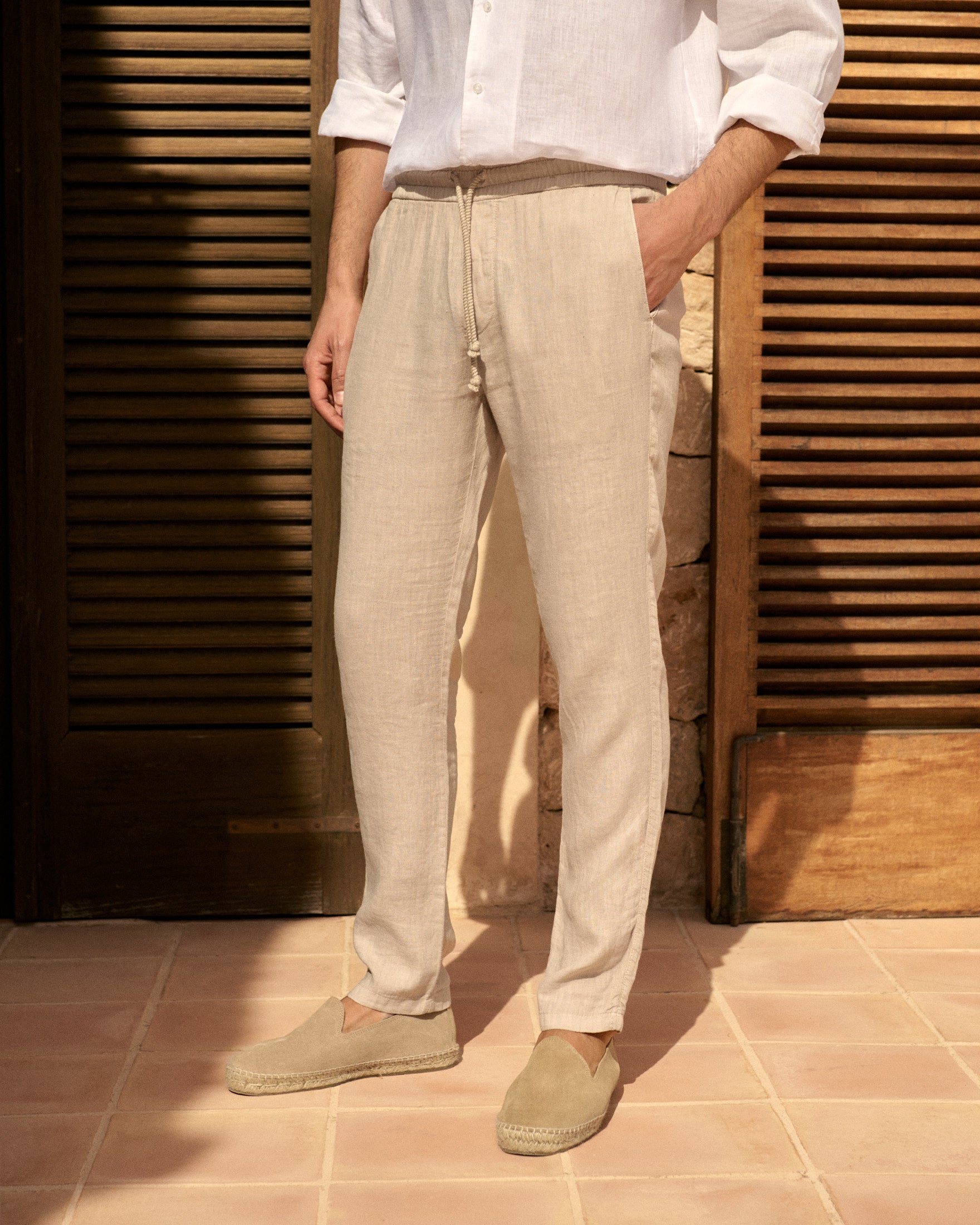 Manebí Washed Linen Venice Trousers - Kaki Beige