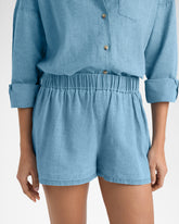 Linen Blend Chambray Bahia Shorts - Women’s Clothing | 