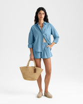 Linen Blend Chambray Bahia Shorts - Women’s Clothing | 