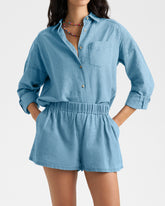 Linen Blend Chambray Bahia Shorts - Women’s Clothing | 