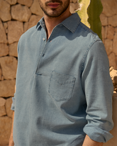 Lenim: Linen Denim<br />Nassau Polo Shirt - Men's NEW CLOTHING | 