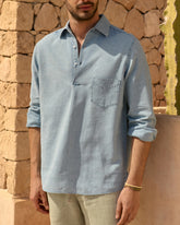 Linen Blend Chambray<br />Nassau Polo Shirt - Men’s Shirts & Jackets | 