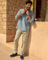 Washed Linen Venice Trousers - Men's Collection | 
