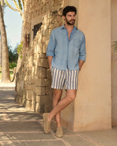 Linen Blend Chambray<br />Panama Shirt - Men's NEW CLOTHING | 