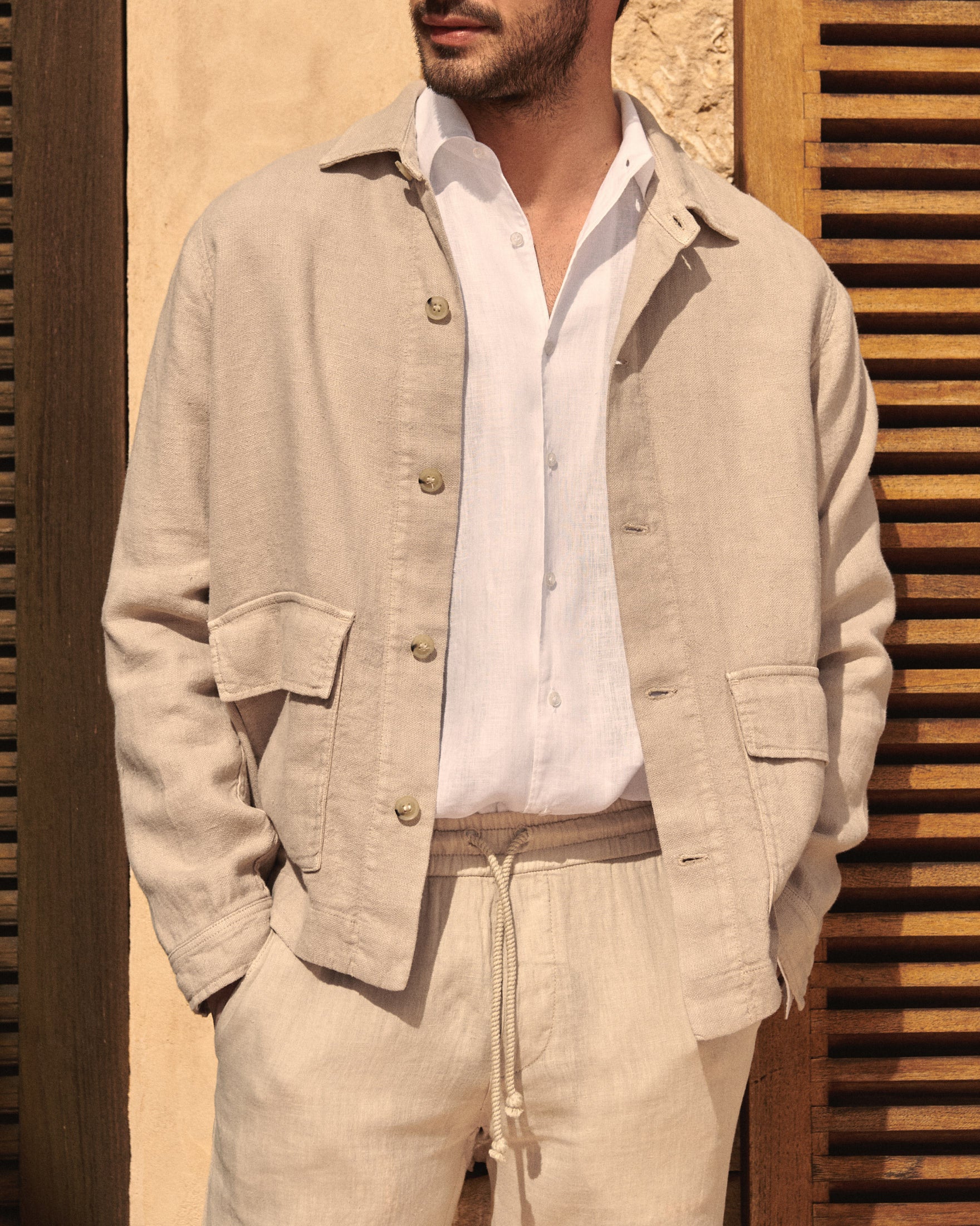 Manebí Linen Sahara Over Jacket - Kaki Beige