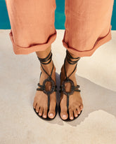 Mer Leather and Wood Effect<br />Ring Sandals - Alex Rivière SS23 EARLY ACCESS | 
