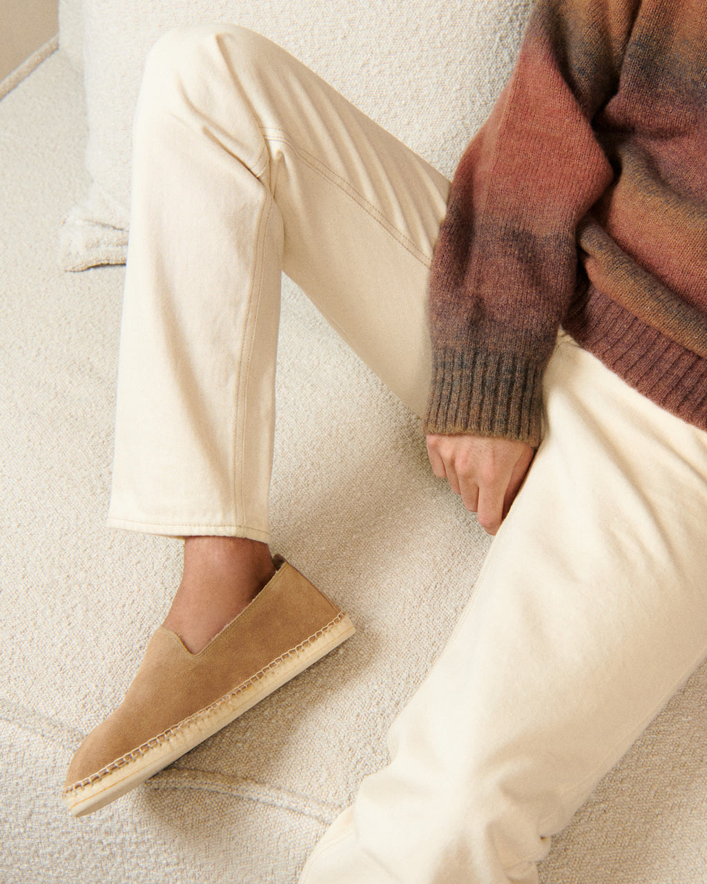 Suede With Faux Fur Flat Espadrilles With Fur - Cortina Vintage Taupe