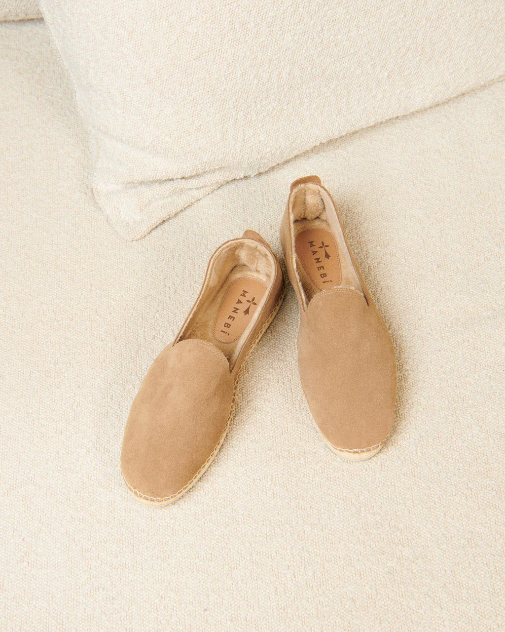 Suede With Faux Fur Flat Espadrilles With Fur - Cortina - Vintage Taupe