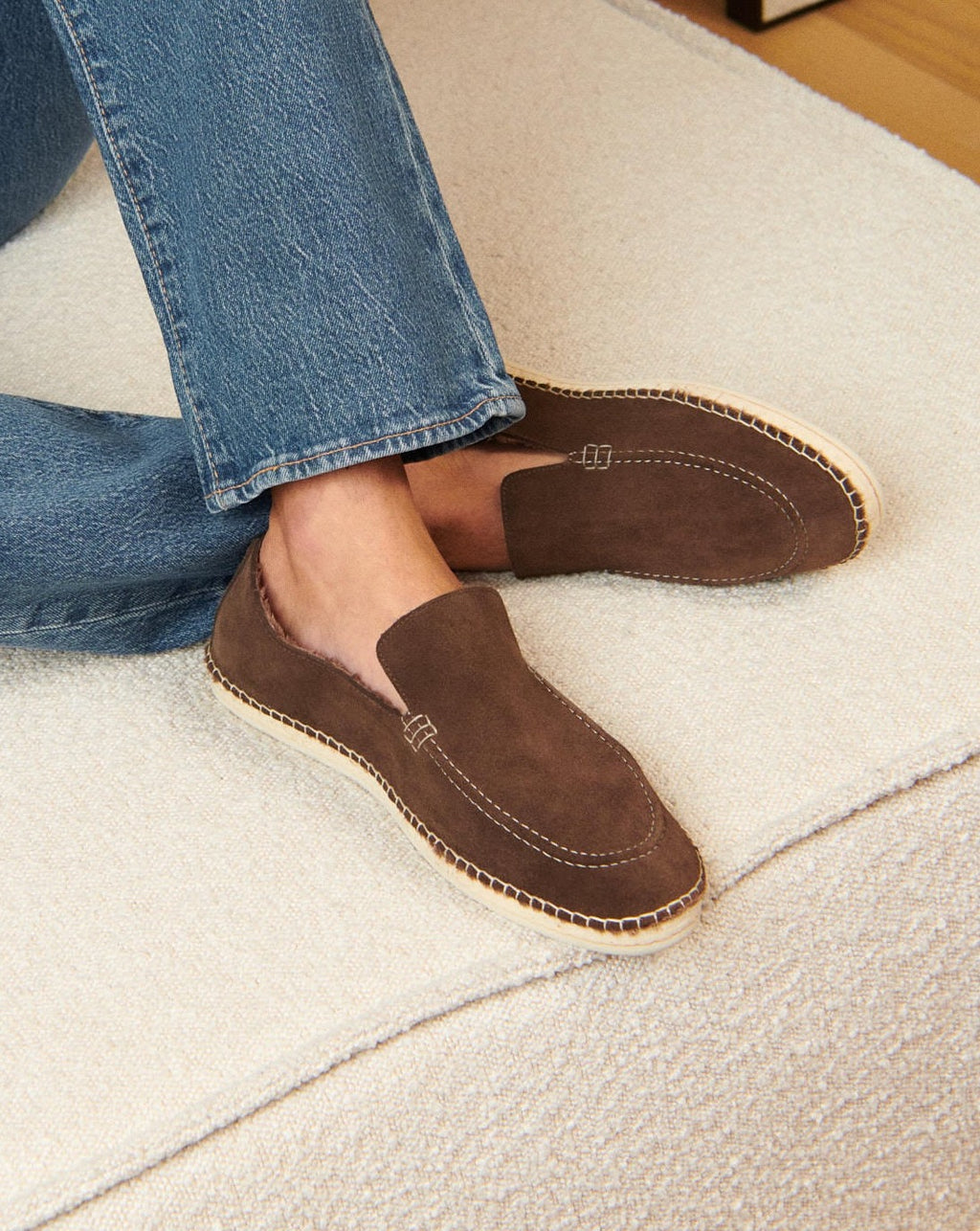 Suede With Faux Fur Loafers Espadrilles - Cortina Cocoa