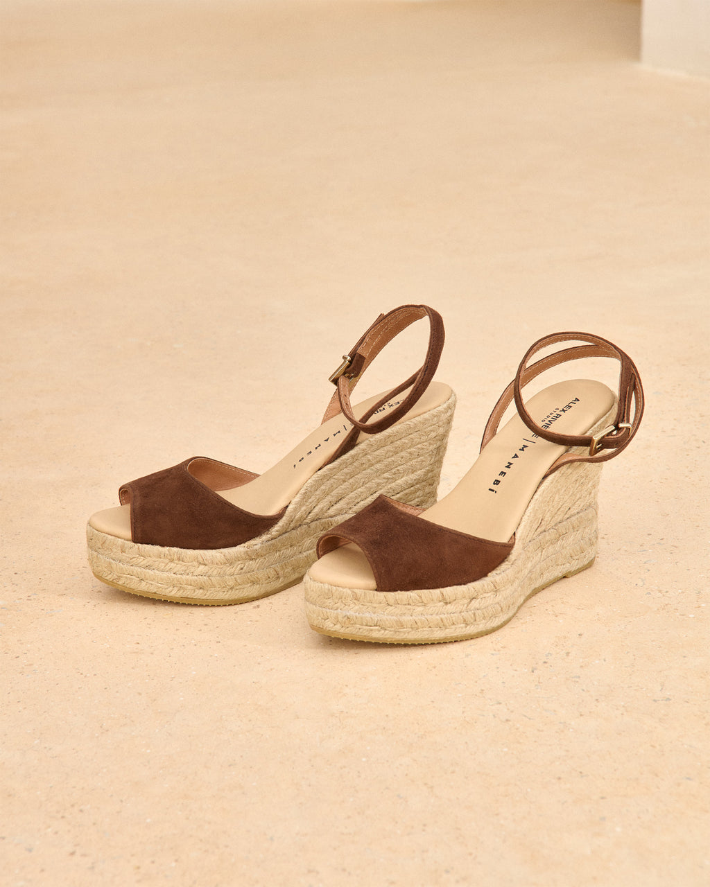 Viky Soft Suede|Wedge Espadrilles - Open Toe Tobacco