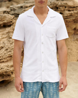 Organic Terry Cotton Luigi Shirt - White