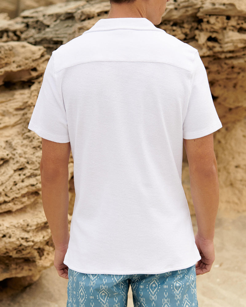 Organic Terry Cotton Luigi Shirt - Short Sleeves - White