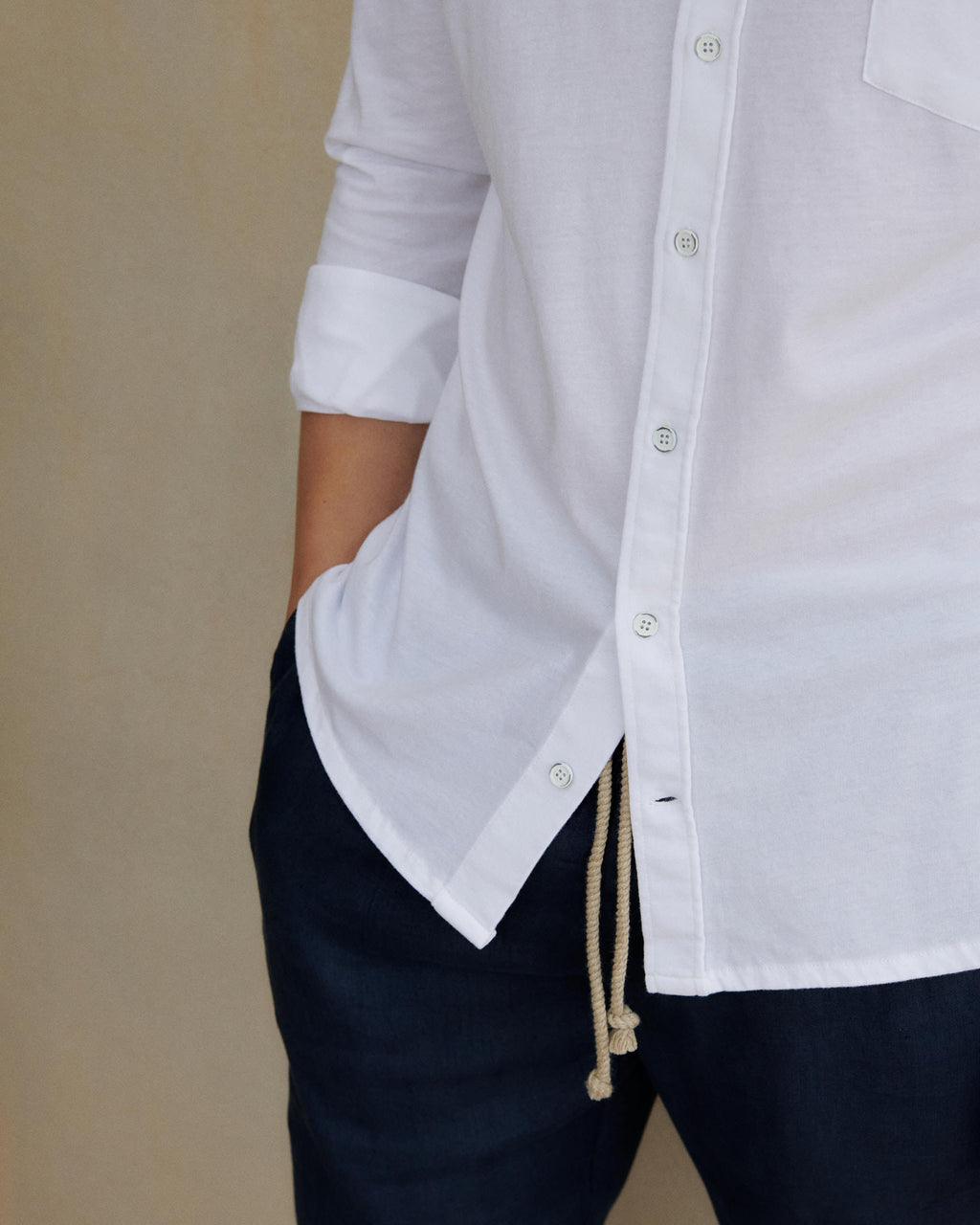 Organic Cotton Pedro Shirt - Long Sleeves - White