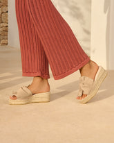 Soft Suede Platforms With Knot - Wedge Espadrilles | 