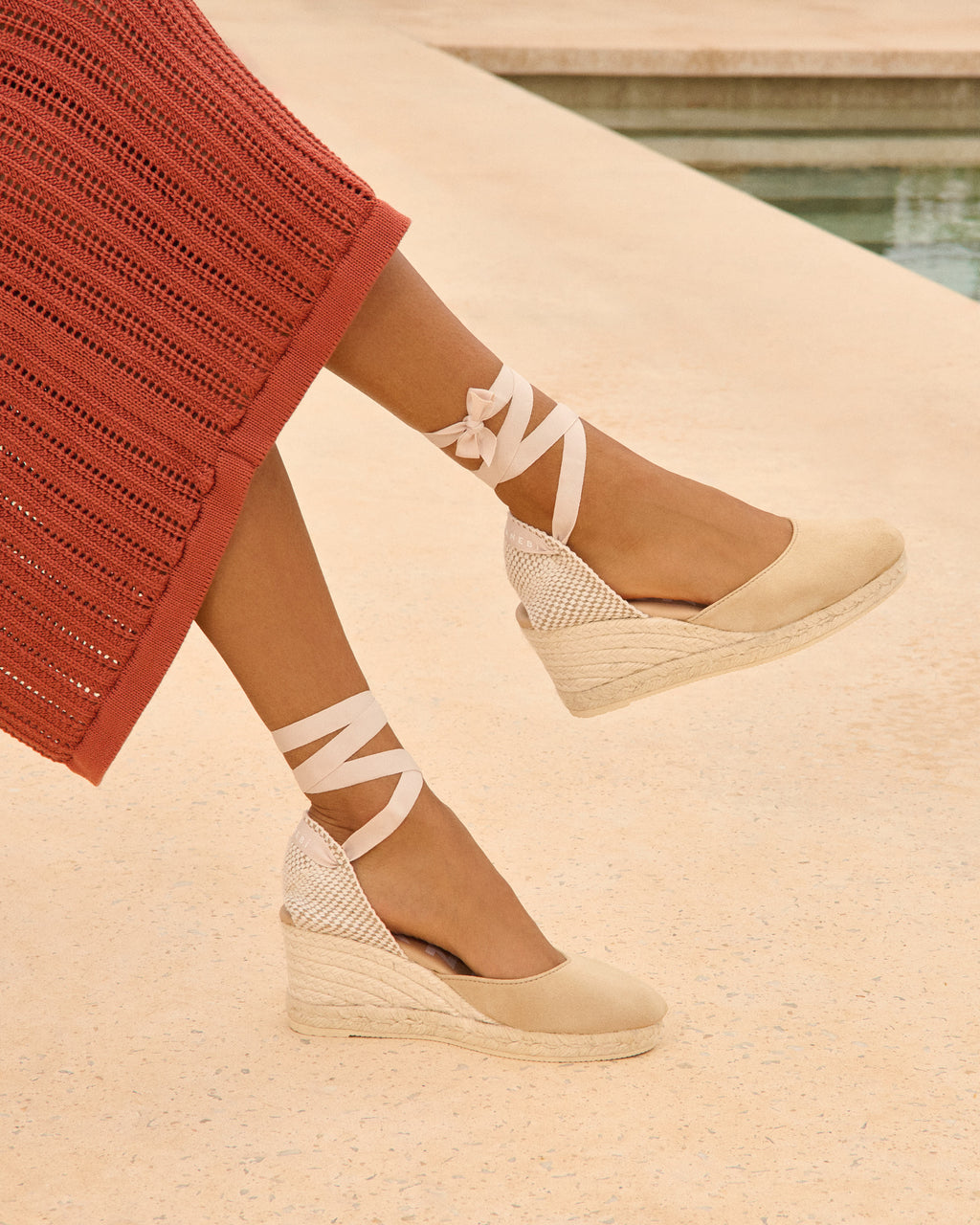 Soft Suede Low Wedge Espadrilles - Hamptons Champagne Beige