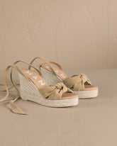 Soft Suede Wedge Espadrilles<br />With Knot - Women’s Shoes | 