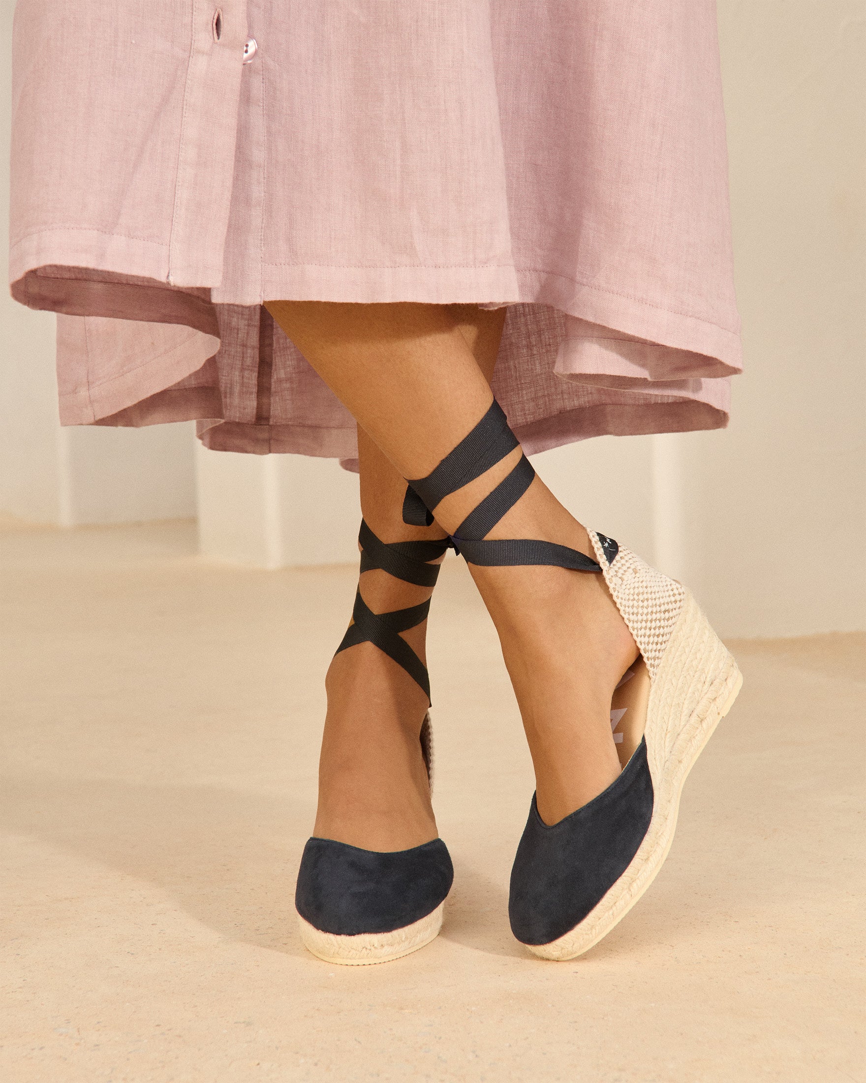 Manebí Soft Suede Low Wedge Espadrilles - Hamptons Patriot Blue