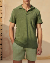 Olive Polo Shirt - Kaki Terry Cotton | 