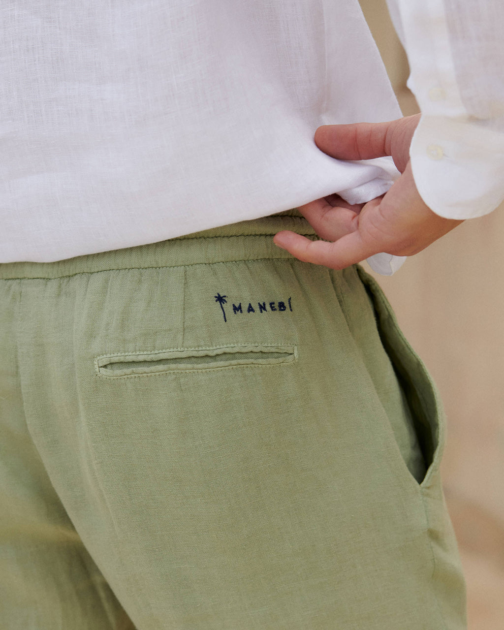 Venice Trousers - Washed Linen - Military Green