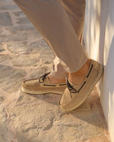 Suede Boat Shoes Espadrilles - Hamptons Washed Beige | 