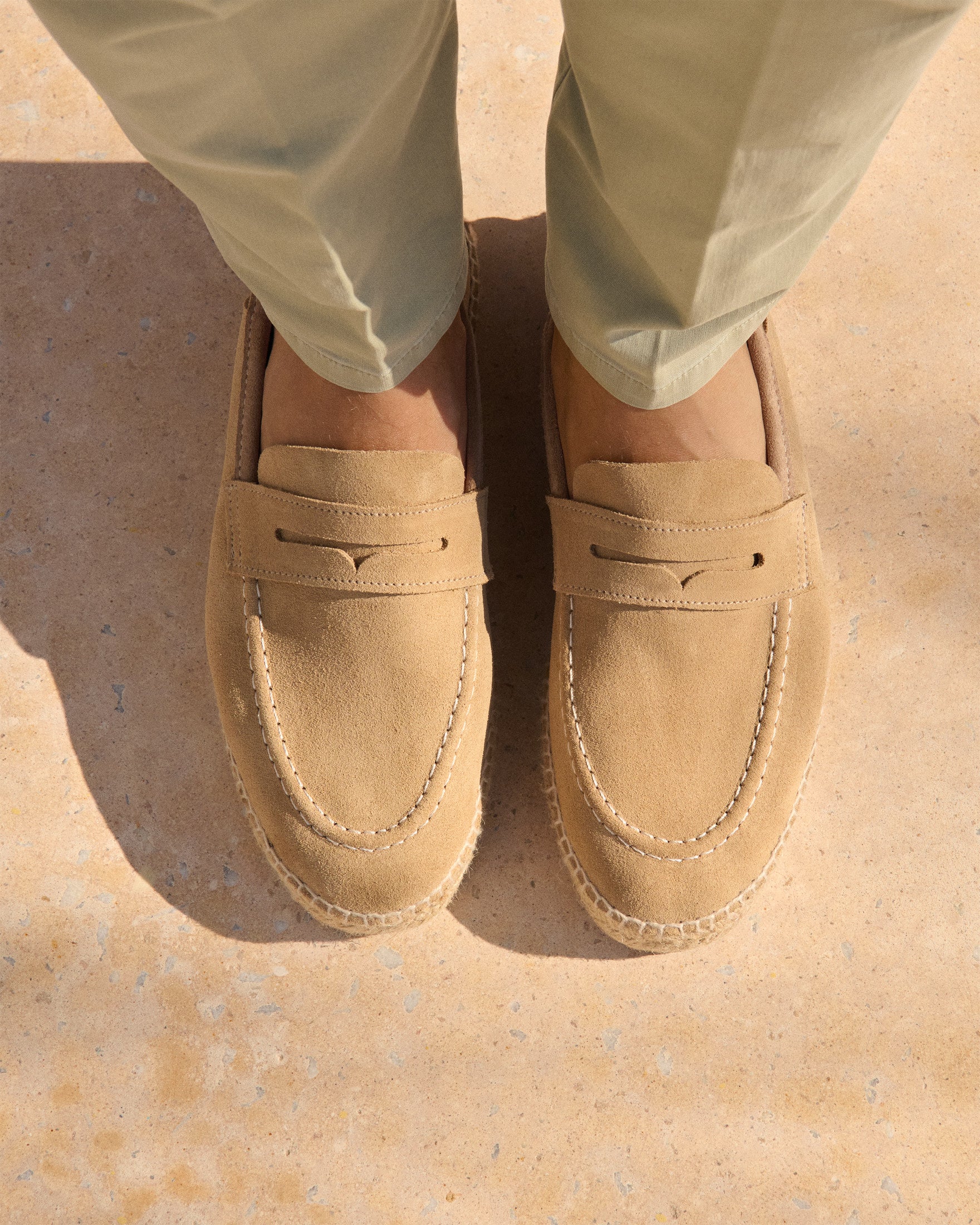 Suede Loafers Espadrilles - Hamptons Washed Beige