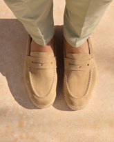 Suede Loafers Espadrilles - Hamptons Washed Beige | 