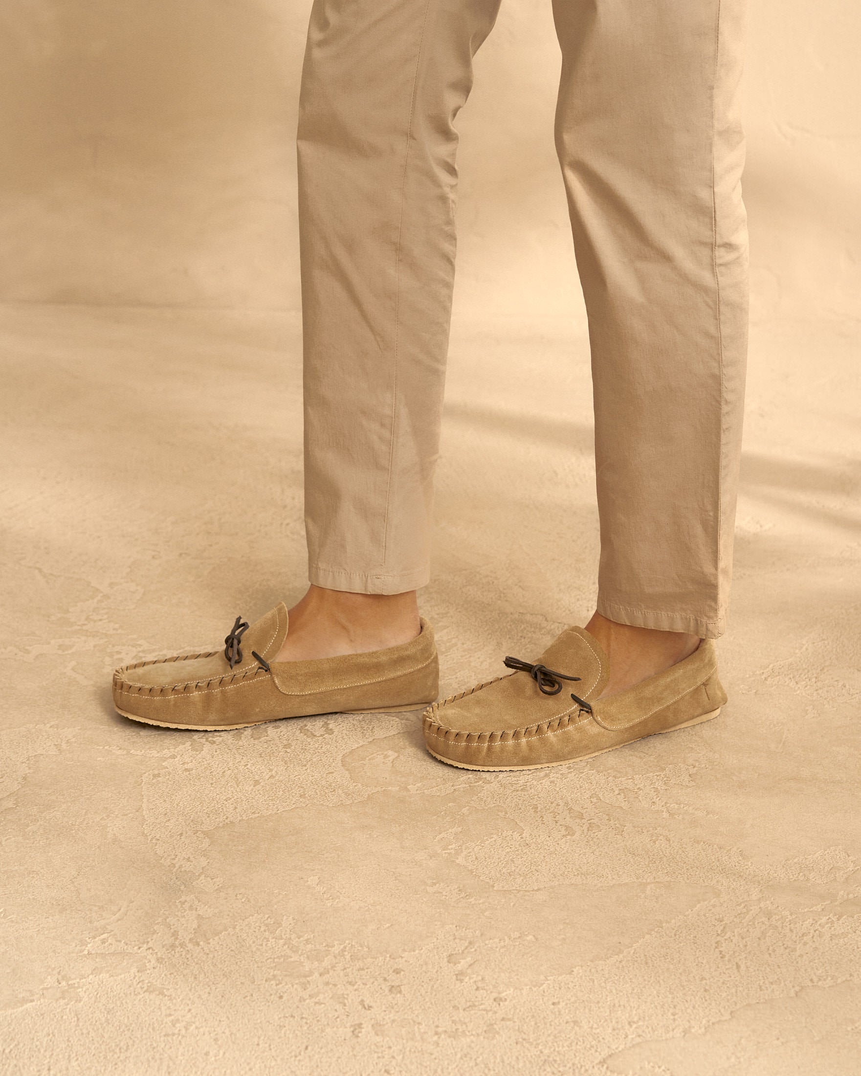 Suede And Wool Moccasins - Cortina - Washed Beige