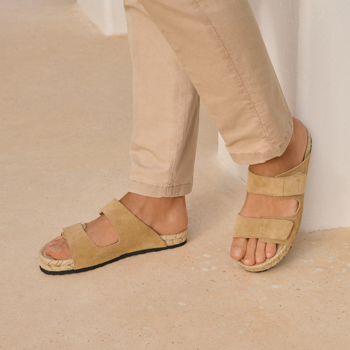 MANEBI - Suede Traveler Nordic Sandals Black