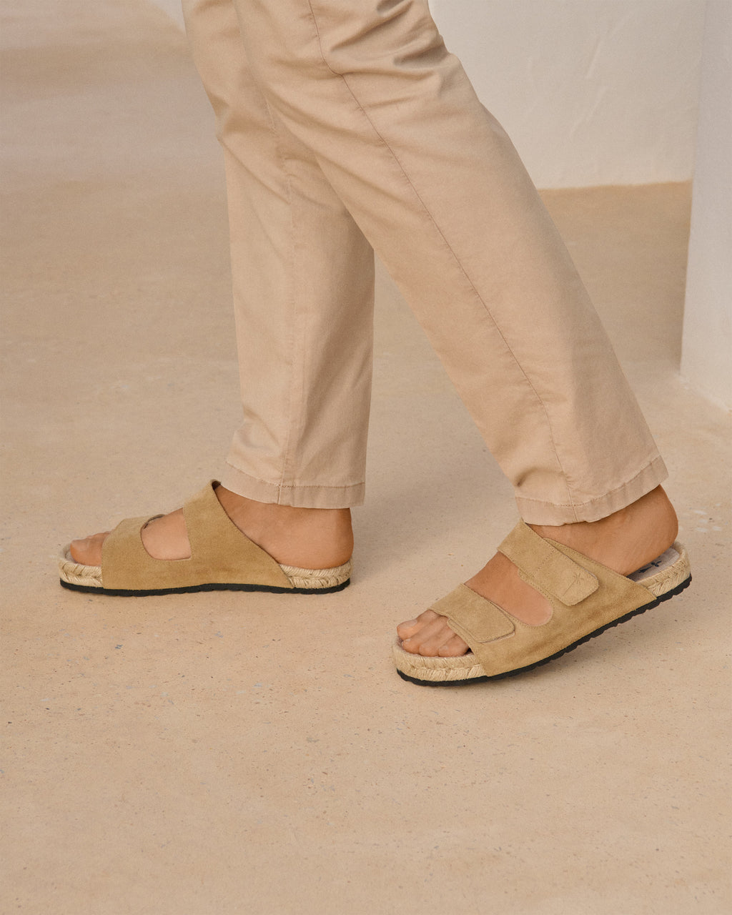 Suede Strap Nordic Sandals - Washed Beige