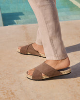 Suede Crossed Bands Sandals - Men Preview | 