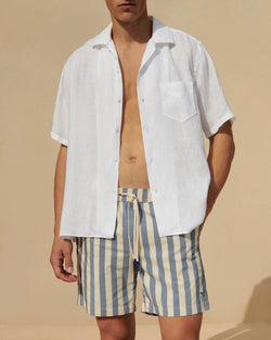 Havana Camp-Collar Shirt - Linen - White