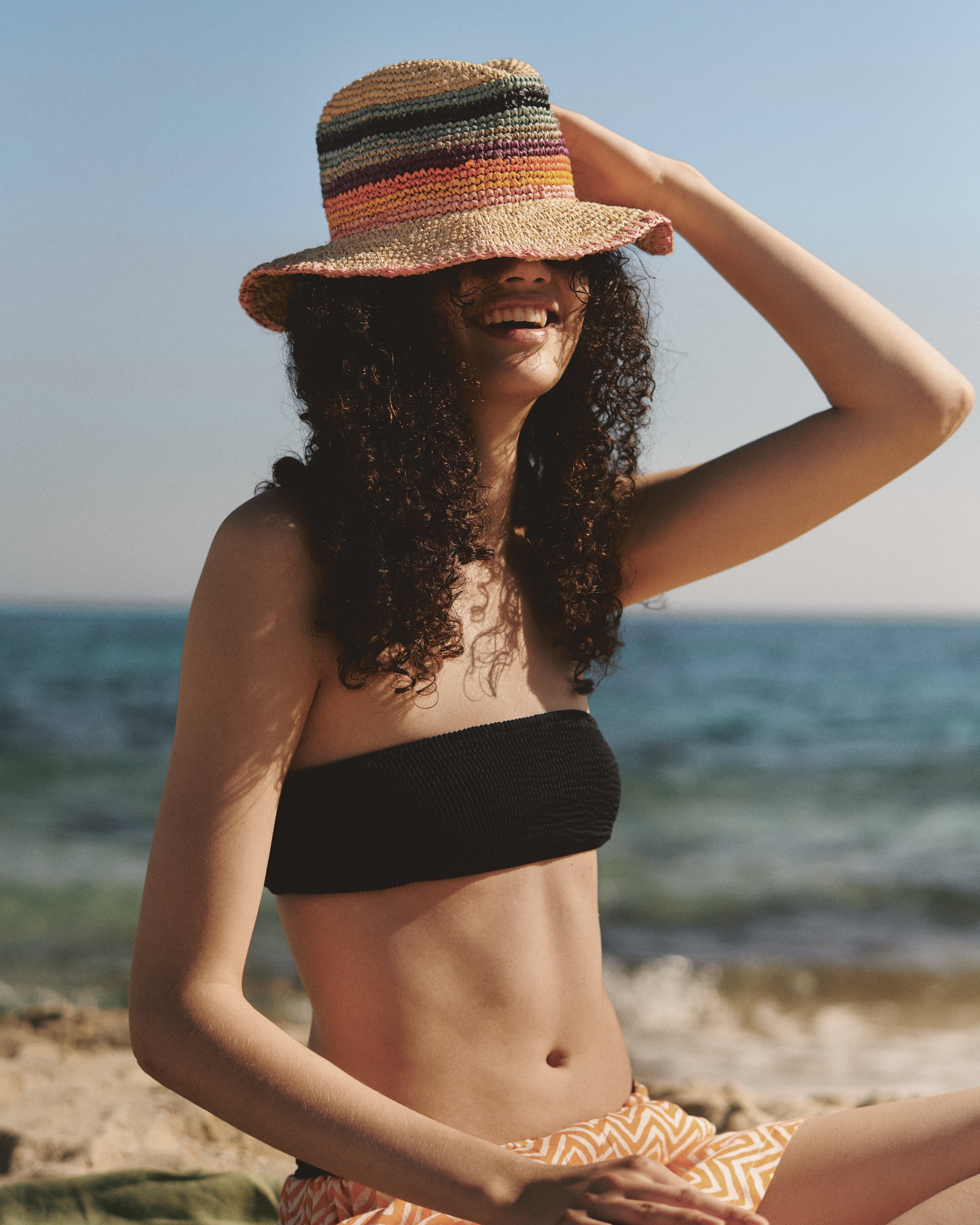 Manebí Raffia Panama Hat - Striped Striped