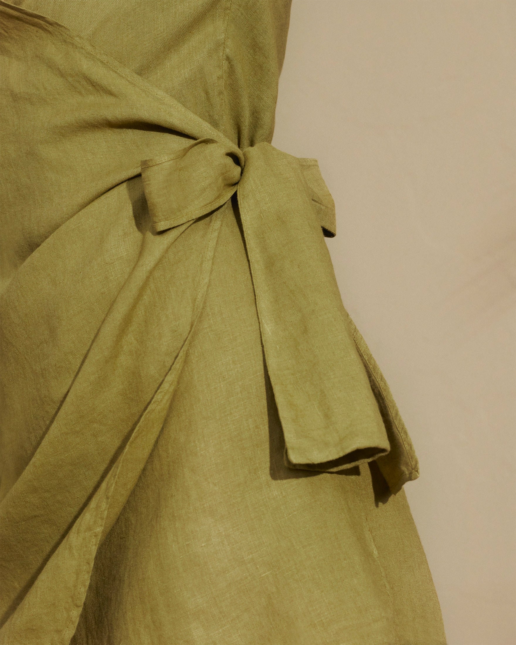 Linen Biarritz Dress - Kaki Green
