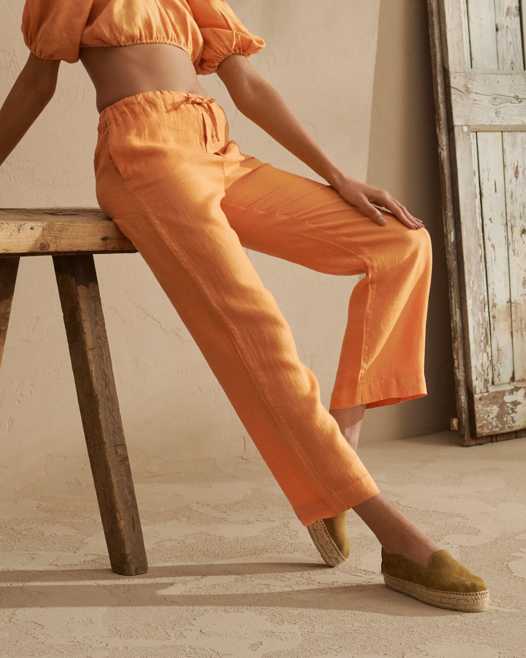 Linen Belem Trousers - Orange