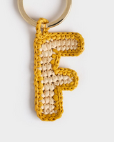 Natural Raffia Letter F Charm Keyring - Keychains & Charms | 