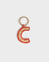 Natural Raffia Letter C Charm Keyring - Keychains & Charms | 