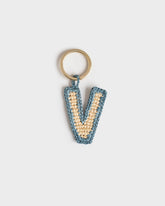 Natural Raffia Letter V Charm Keyring - Keychains & Charms | 