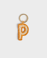 Natural Raffia Letter P Charm Keyring - Keychains & Charms | 