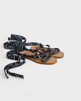 Eva And Cotton Bandana Tie-Up Sandals - Swim Sandals | 