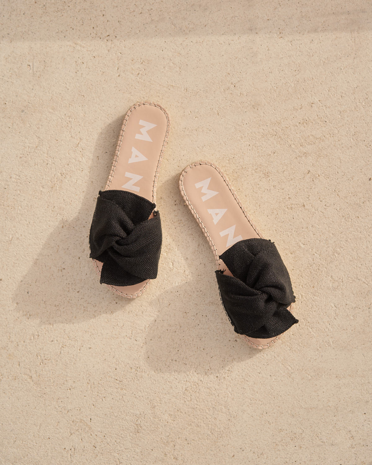 Organic Hemp Sandals With Knot - Black