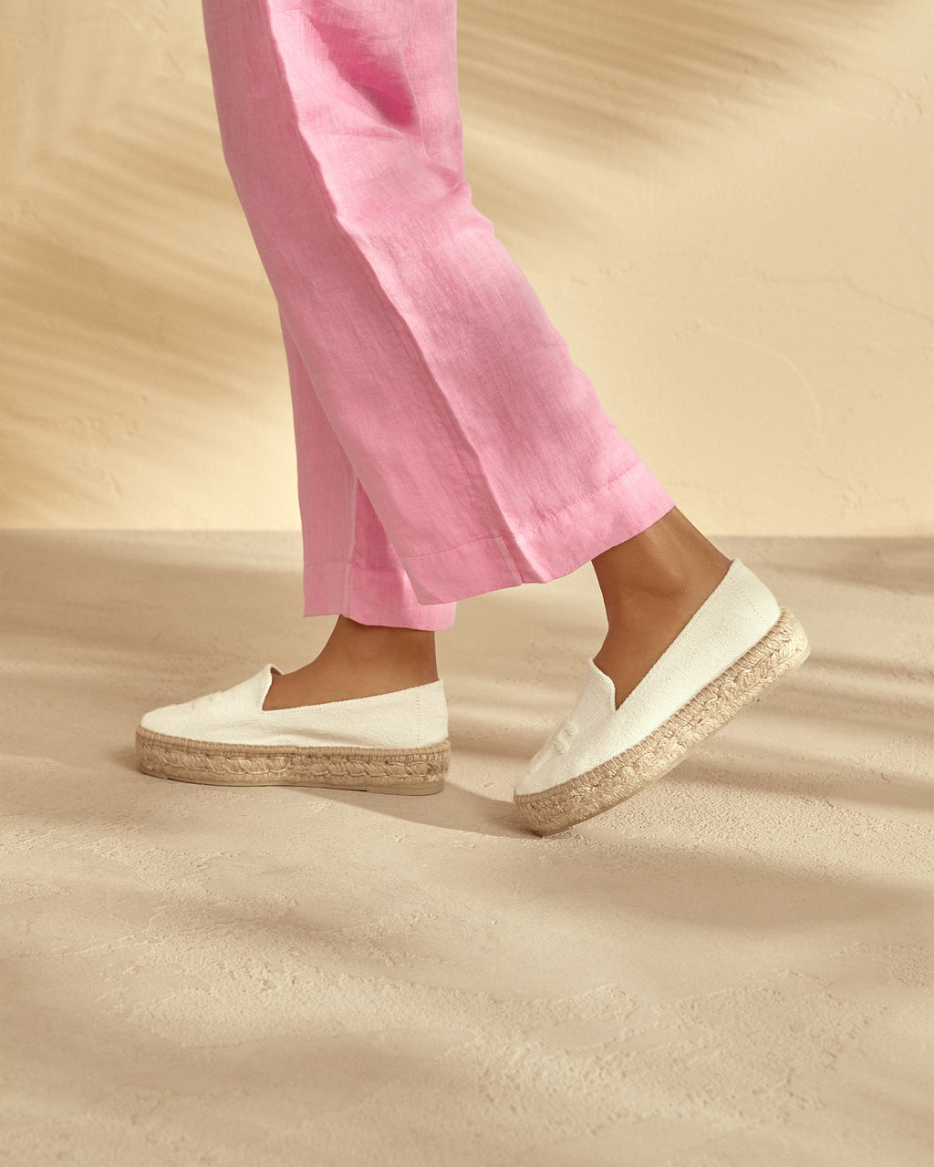 Organic Hemp With Logo Embroidery Double Sole Espadrilles - White