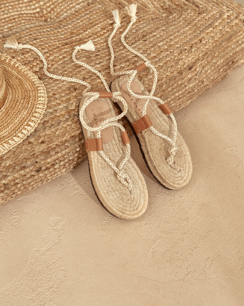 Tie-Up Ropes Jute Sandals - Forte Forte - Ivory Braid