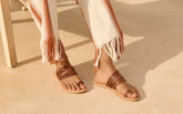 Leather Band Toe Ring Sandals - Women’s Sandals | 