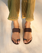 Raffia and Leather Sandals - Women’s Shoes | 